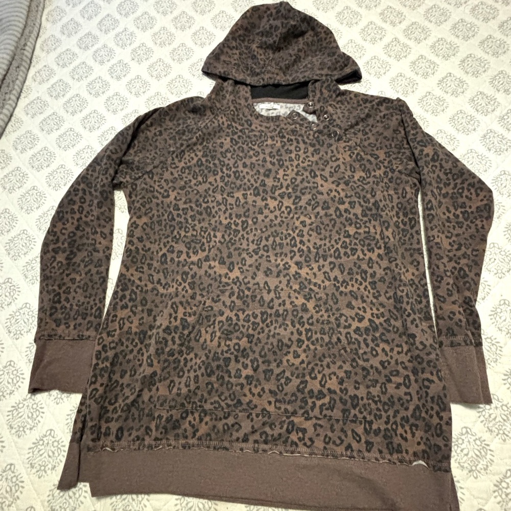 Maurices Brown Leopard Print Hoodie